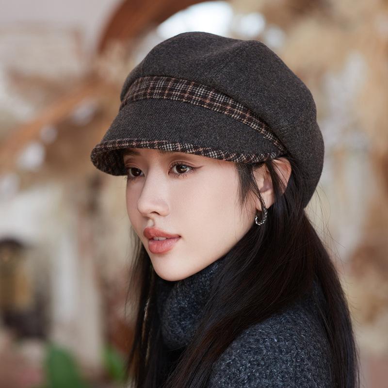 Octagonal Hat Female Autumn and Winter Cap Elegant Fashion Beret British