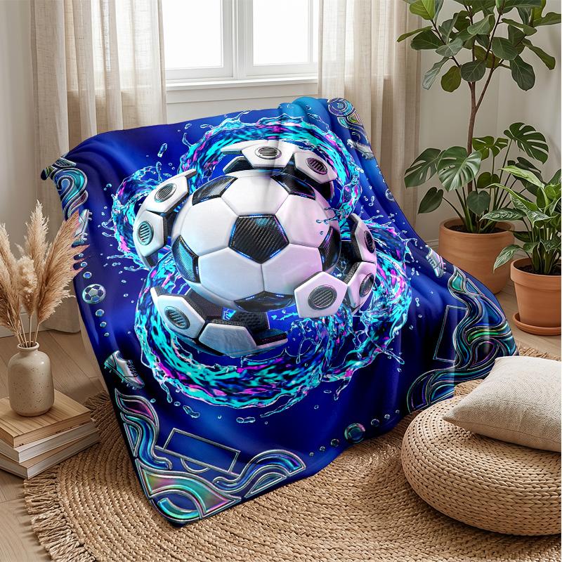 Soccer Ball Splash Art 4 Theme blanket Lightweight Warm Flannel Blanket Decorative Throw Blanket for Home Decoration