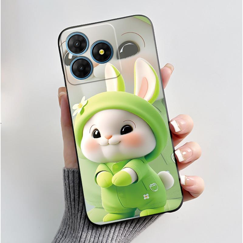 For Oscal Flat 2 2C Case Cute Love Rabbit Black Soft Silicone Protective Back Cover For Blackview Oscal Flat 2 2C Phone Cases