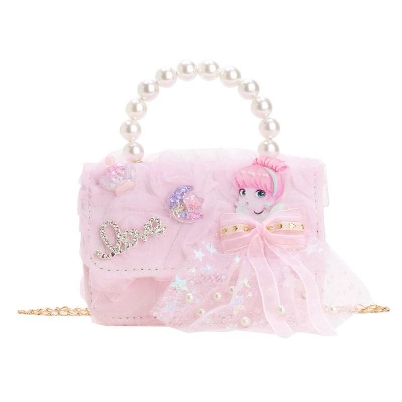 Charming Mini Butterfly Knot Chain Shoulder Bag For Kids With Pearl Handle