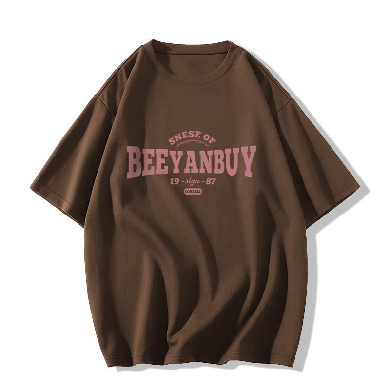 Unisex Pure Cotton Loose Fit Retro T-Shirt for Men, Women, and Plus-Size Chubby Individuals - Trendy Half Sleeve Couple Outfit.