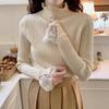 Chic and Pretty Semi-turtleneck Lace Sweater with Long Sleeves and Knitted Bottoming Shirt Women's Top
