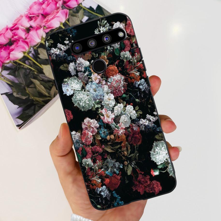 For LG V50 ThinQ 5G Case LM-V500EM Phone Cover Fashion Flower Butterfly Soft Silicone Back Cover For LG V40 V50s Thinq 5G Bumper