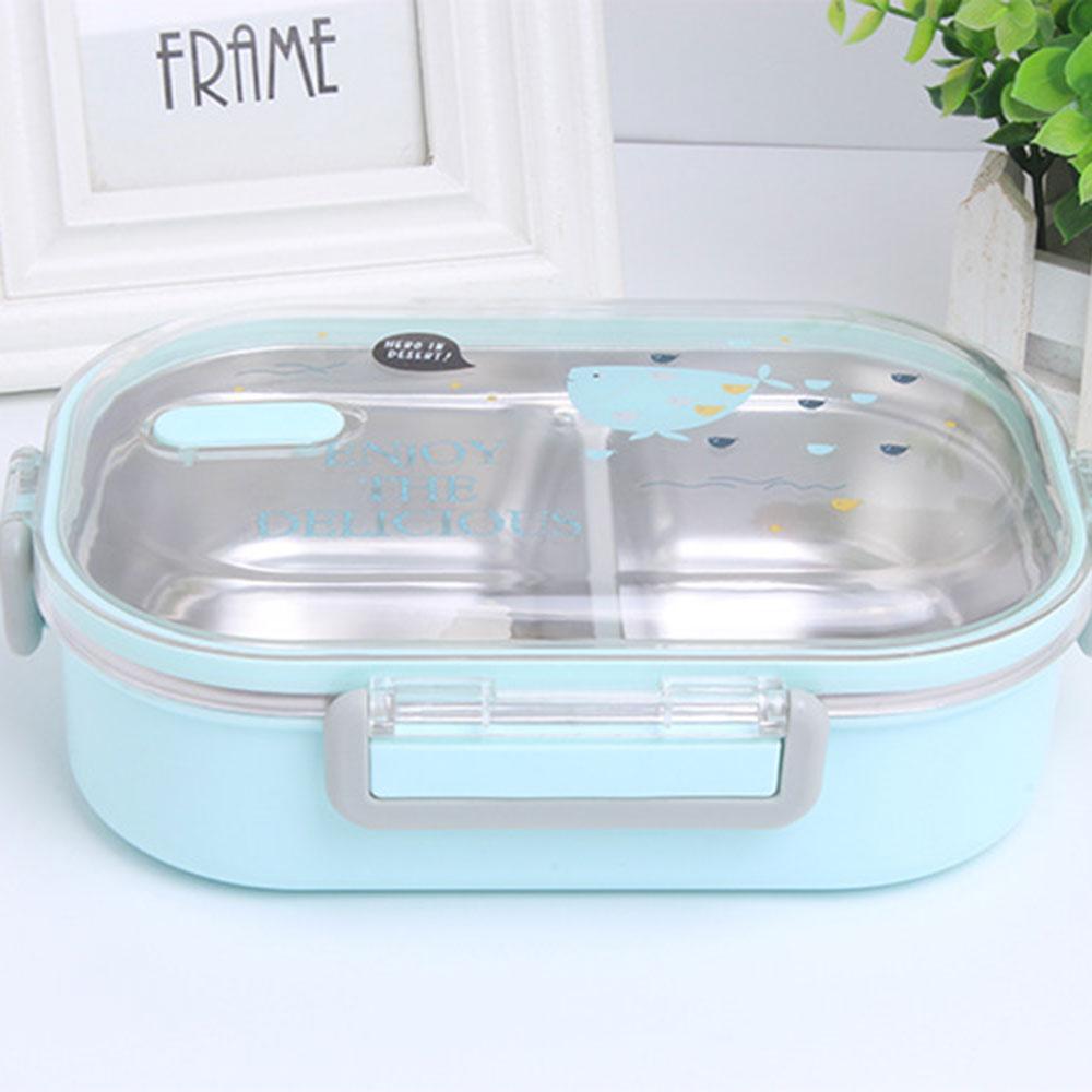 Японский ланч-бокс, портативный с отделениями, посуда, нержавеющая сталь 304, детский контейнер для бенто, микроволновая печь, контейнер для еды, посуда 2 &1 синий
