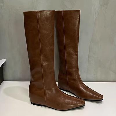 High Boots for Women's Flats Knee High Shoes Fashion Trend Motorcycle Boots New Winter Designer Cozy Long Woman Booties