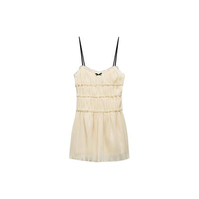 Solid Color Mid-Rise Short Camisole Dress Women Dresses White 7200304-712