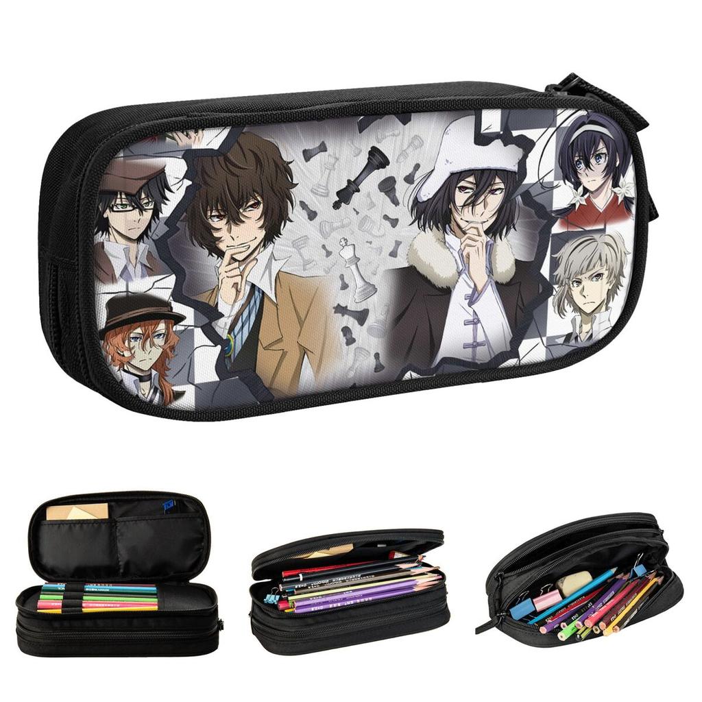 BSD Anime Pencil Cases Fashion Japanese Dazai Osamu Pen Bag Bungo Stray Dogs Girl Boy Big Capacity Office Gift Pencil Box