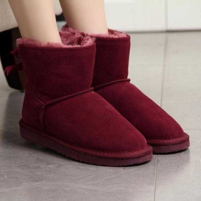 New Fashion Able Women Warm Snow Boots Winter Boots Genuine Cowhide Leather Women Boots Ankle Boots Fur Shoes Size 34 -43