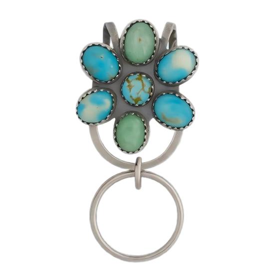 Turquoise Inlaid Keychain Flower Shape Natural Stone Inlay Design Keychain