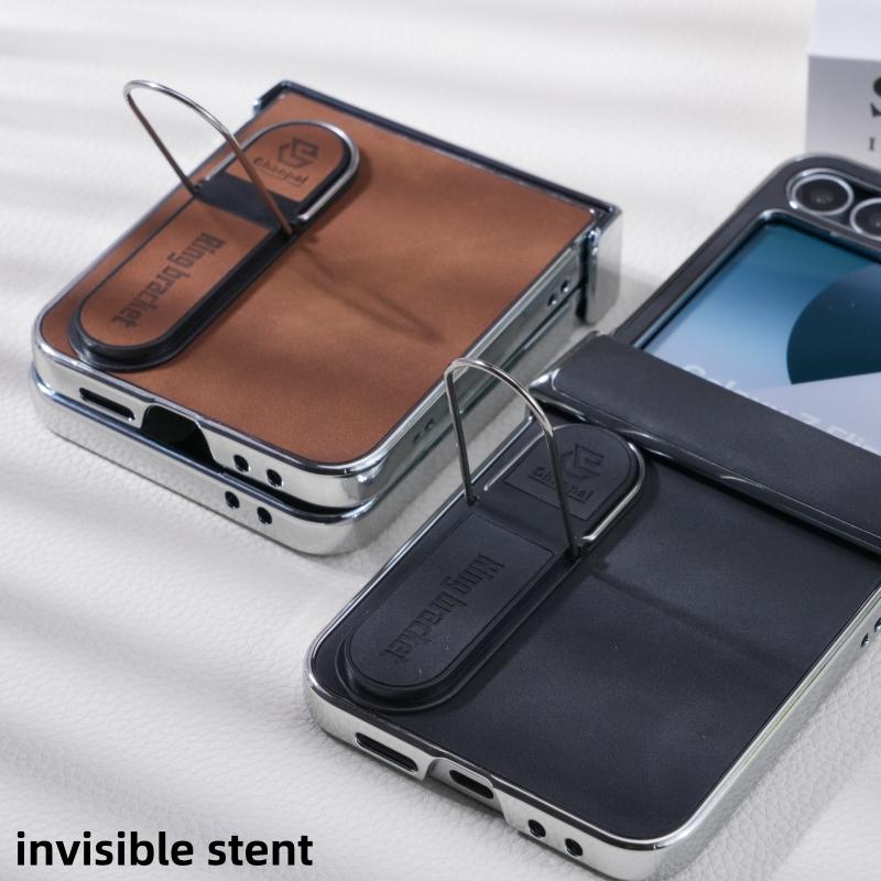 For Samsung Galaxy Z Flip 8 7 6 5 4 3 5G Fingertip Stand Leather Waterproof Anti-Fingerprint Anti-Drop Anti-Folding Phone Case