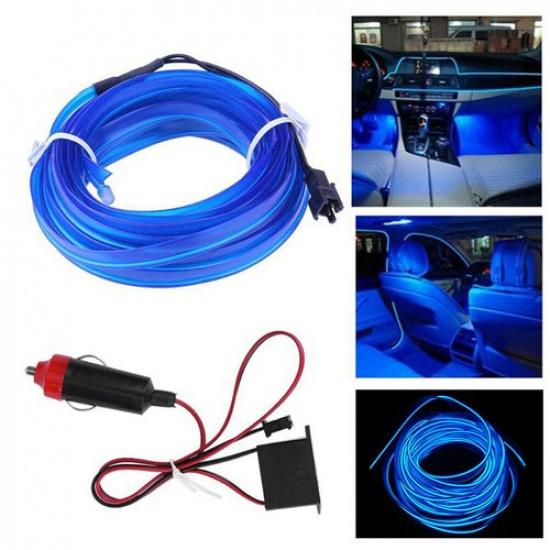 

200Cm LED Car Interior Atmosphere Decorative Wire Strip Light Blue Accessories D
