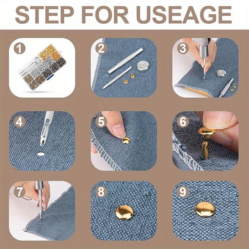480 Sets Rivets for Leather, Leather Rivet Kit 4 Colors 3 Sizes Leather Rivets and Snaps for Leather Crafts