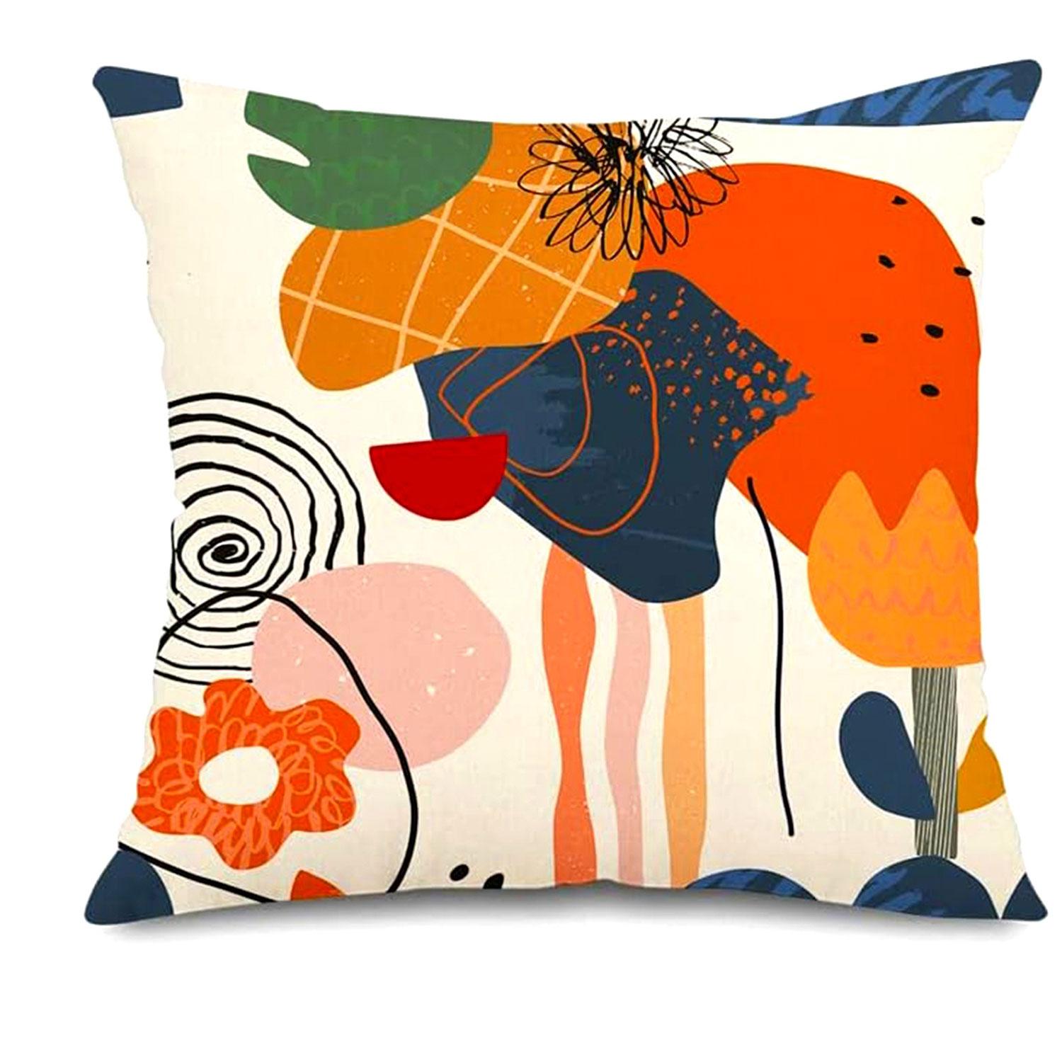 

1 Piece Abstract Art Mid-Century Modern Throw Pillow Cover Colorful Bohemian Aesthetic Floral Geometric Simple Throw Pillow Cove 18x18Inch