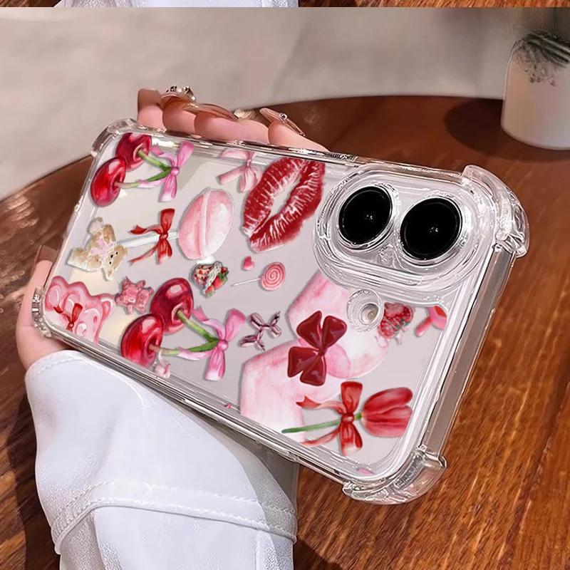 Case For Xiaomi 12T 15T Pro 15 POCO X8 PRO MAX M7 F7 Ultra X7 X5 X4 X3 F4 Fashion Bow Cherry Lichee Soft Transparent Cover