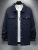2024 Men's Casual Solid Color Single-Breasted Long-Sleeved Jacket - European & American Style.