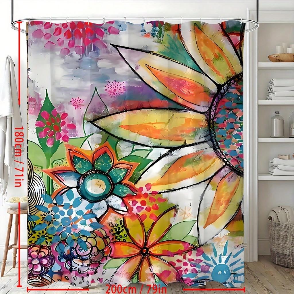 Vibrant Floral Shower Curtain: Embrace The Colorful Sunflower, Soft Fabric, Creative Vibes For Your Inspiring Bathroom