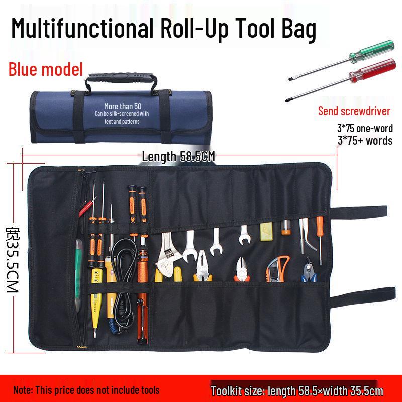 Golden Knight Electrician & Plumber Roll-Up Tool Bag - Multipurpose Canvas Storage with Insert Pockets