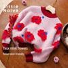 Little Naive Girls' Color-Block Floral Winter Knit Sweater