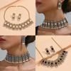 European Style Alloy Gemstone Necklace And Earrings Set With Artificial Pearl Dangles For Women