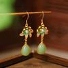 Orchid Enamel & Gilded Water Drop Earrings – Hanfu Qipao Style for Women
