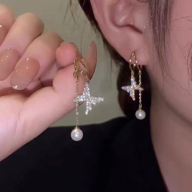 New Round Silver Colour Inlaid Blue Crystal Earrings Women's Personality Fashion Earrings Wedding Jewelry Birthday Gifts