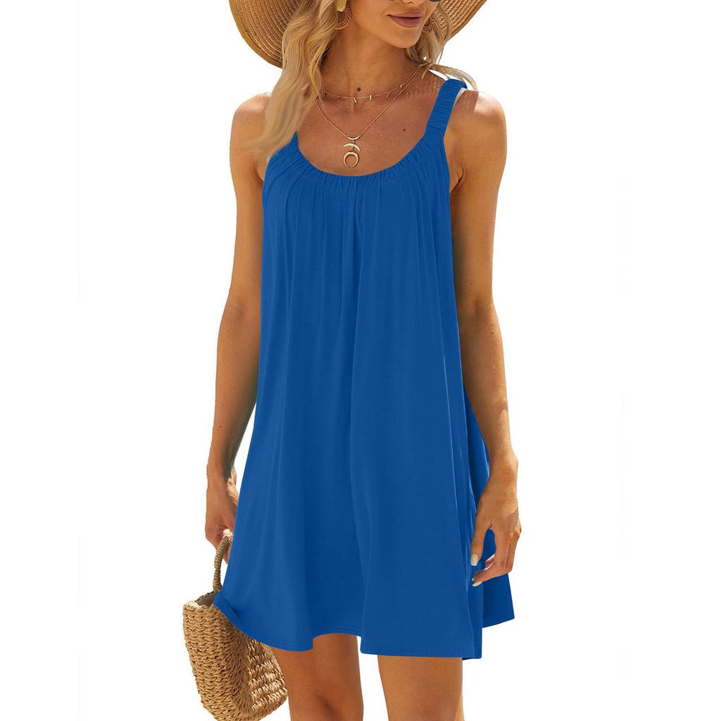 Ladies' Casual Loose Sleeveless U-neck Dress