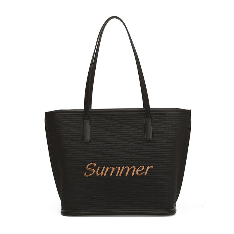 

Handwoven bag women s new fashion tote bag large capacity shoulder large bag straw bag чёрный