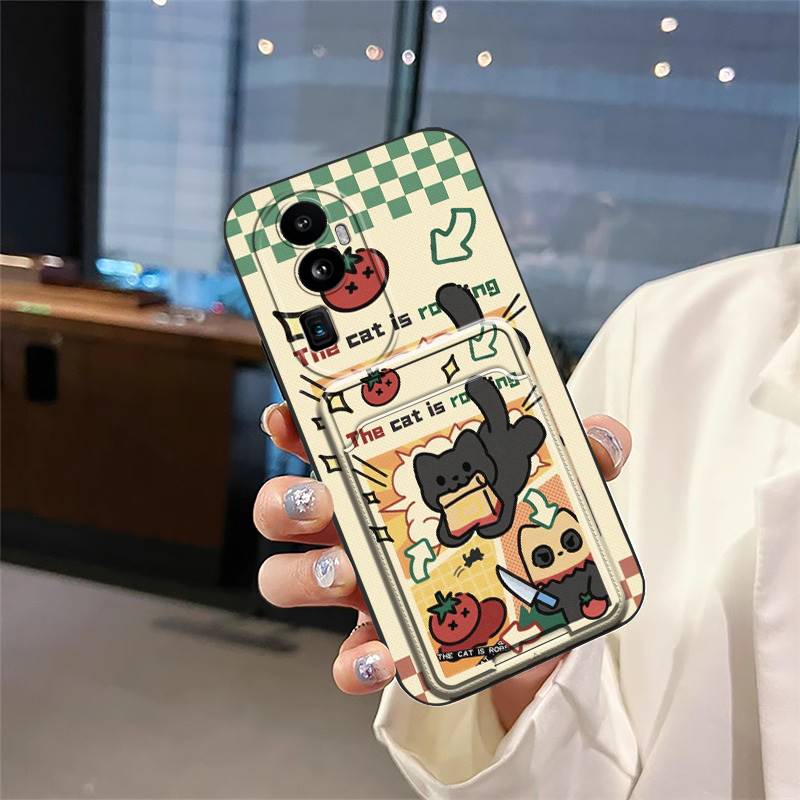 Soft Case Card Bag Phone Case For OPPO Reno10 Shockproof Waterproof TPU Protective Anti-dust Card Slot Cute Card Sleeve