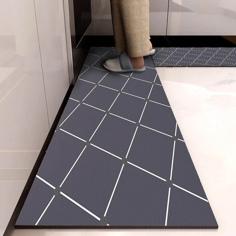 Quick-Dry Minimalist Diatomaceous Earth Floor Mat - Water Absorbent, Stain/Wear Resistant, Easy Clean, Non-Slip for Home and Kitchen