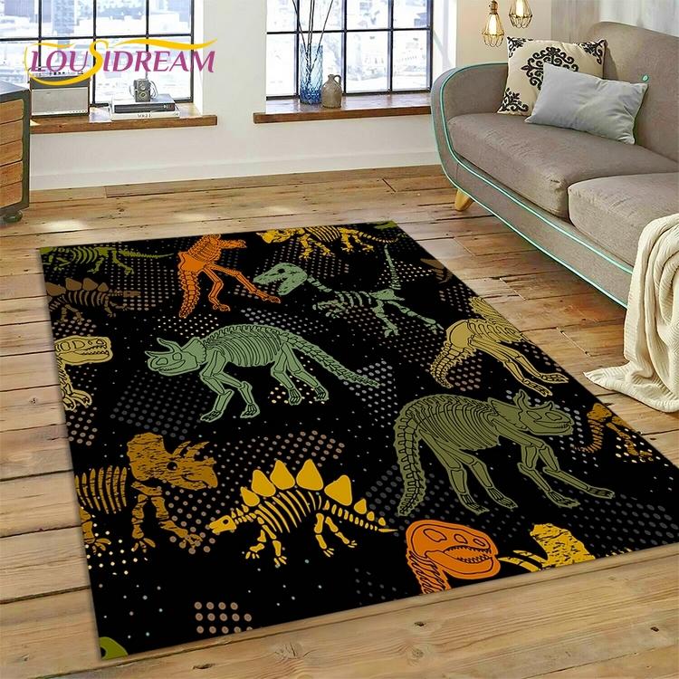 3D Cute Dino Cartoon Dinosaur Space Carpet Rug for Bedroom Living Room Home Sofa Decoration,Children Game Large Decor Floor Mat