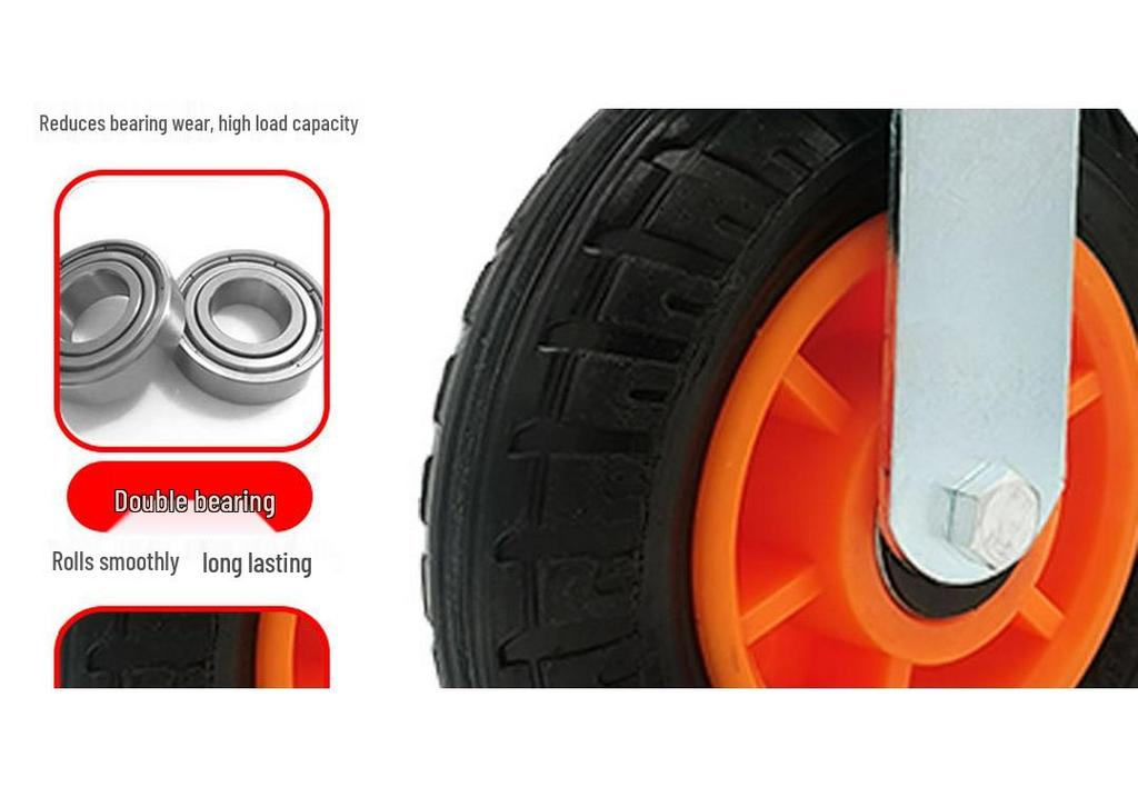 5" Solid Rubber Flat Cart Caster, 6" Industrial Caster, 8" Directional Movable Heavy Duty Load Bearing