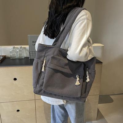 Large Capacity Premium Corduroy Bag for Women 2026 New Trendy Single Shoulder Handbag for Commuting and Outdoor Tote Bag