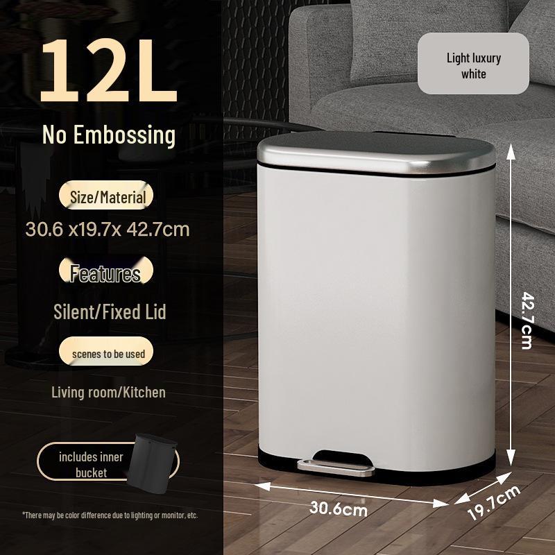 Stainless Steel Soft-Close Foot-Operated Trash Can for Kitchen, Living Room, and Bathroom