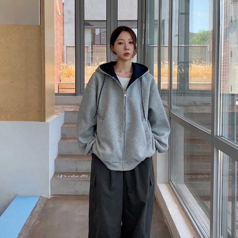 VS WHAT Hannam-dong Street Style Hooded Zip-Up Sweatshirt