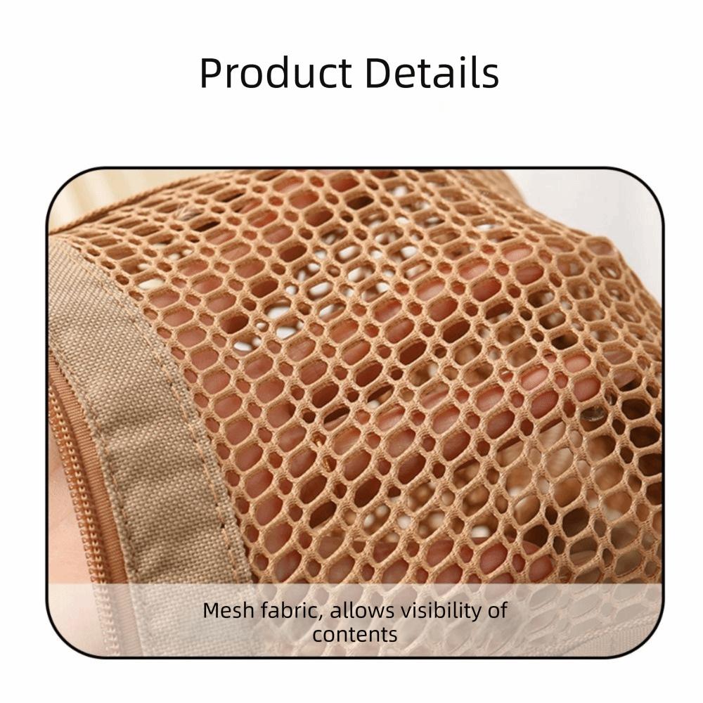 Nylon Mesh Beach Bag Zipper Mesh Handbag Soild Color Toiletry Storage Bag  Travel