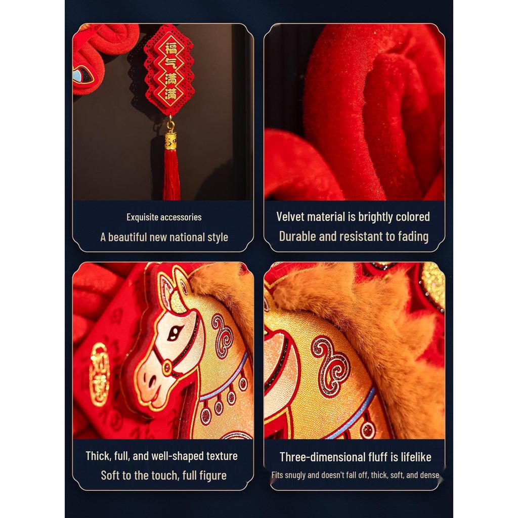 2026 Year of the Horse Fu Character Chinese Knot Pendant - Plush New Year Decoration for Entryway and Living Room