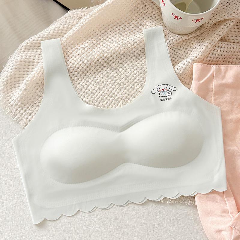 Teen Girls Student Vest Style Wireless Anti Exposure Comfortable Bra With Chest Pad