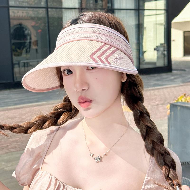 Summer Straw Vinyl Empty Top Sun Hat Women's Outdoor Versatile Big Eaves Bucket Hat Anti-ultraviolet Sunshade Mountaineering Hat