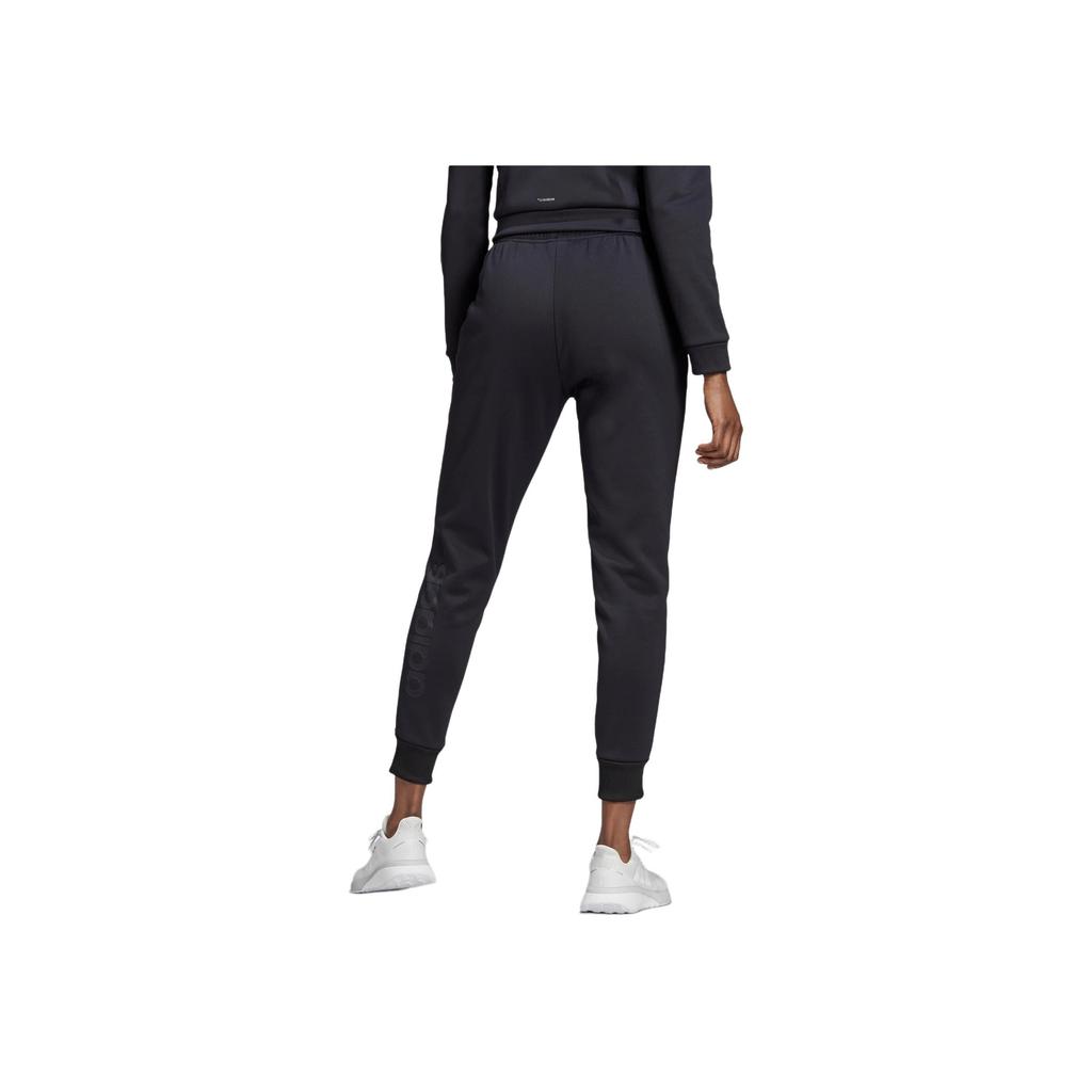 adidas Solid Color Brand Logo Print Elastic Knit Sports Pants Women Bottoms Black EI5540