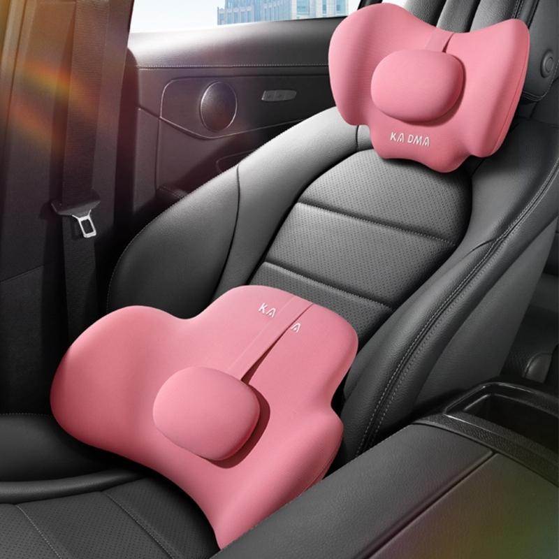 Comfortable Memory Foam Car Seat Headrest/Lumbar Support Adjustable Design Lightweight for Long Drives & Office Work