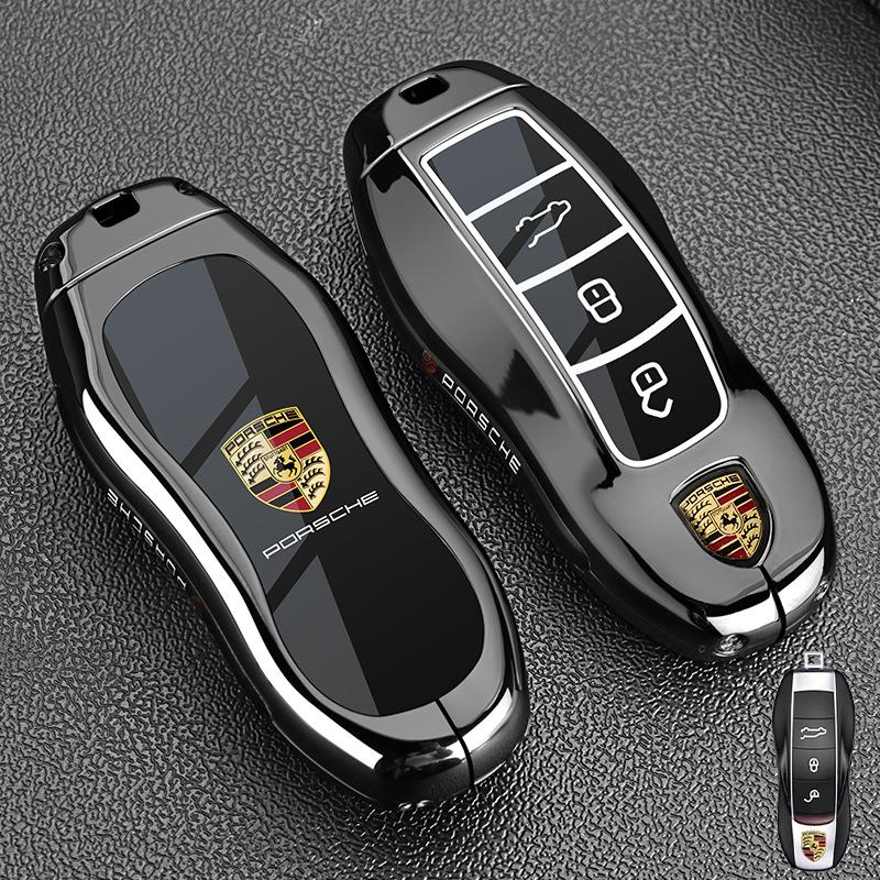 Metal Car Key Case Cover Holder Protection Key Bag For Porsche Panamera Carman Macann Bobst Cayenne 911 981 991 970 9969 Sticker