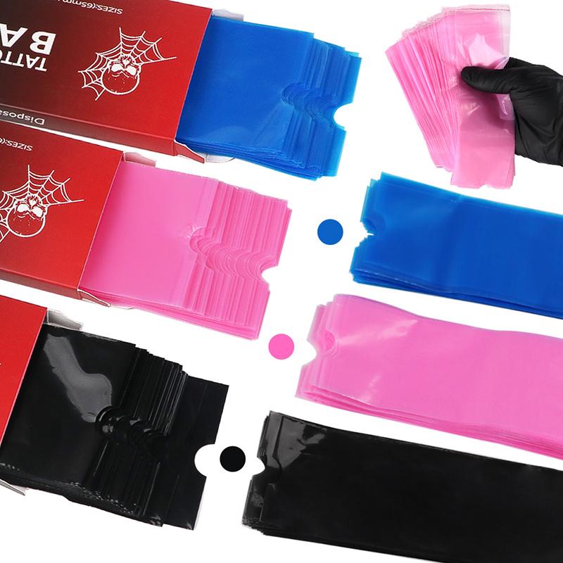 100 buc tatuaj dimensiune mare pungi stilou tatuaj stilou mașină manșon huse negru albastru autoadezive mâneci accesorii tatuaj