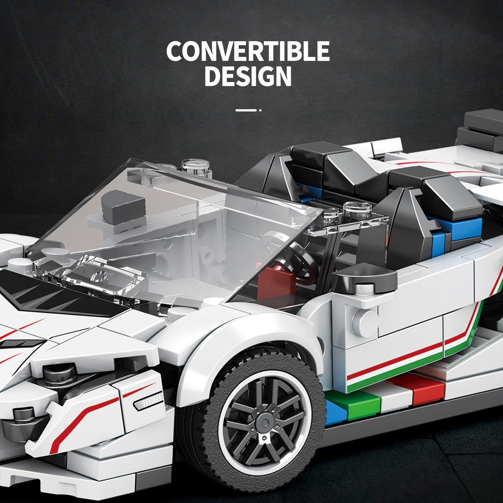 SVJ White Hypercar Building Blocks Sports Car Building Toy Set for Boys and Girls Vehicle Racing Car for Kids 382 Pieces