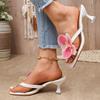 Fall/Summer Floral Square-Toe High-Heel Slide Sandals – Large-Size Stiletto Flip-Flop High Heels for Women