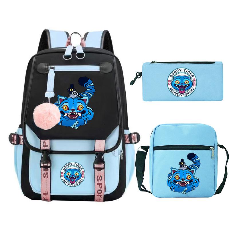 Animation Cartoon Printing High-Value Student School Bag Children'S Shoulder Backpack Pencil Bag Three-Piece Set