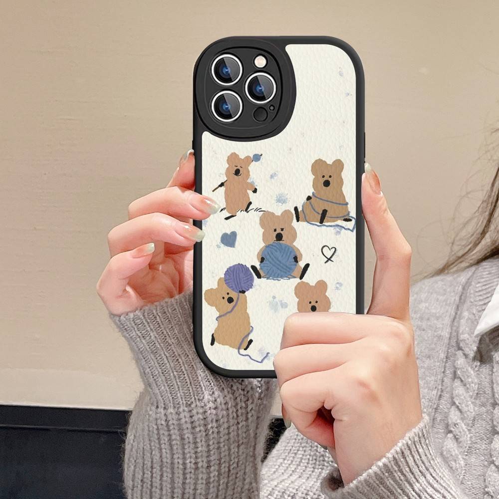 Cute Bear Quokkas Magsafe Phone Case For IPhone 11 12 13 14 15 16 Pro Max Plus Leather Cover
