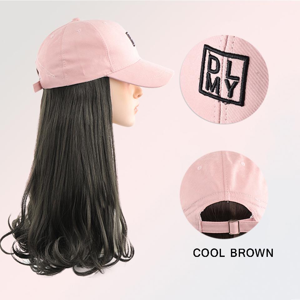 Synthetic Baseball Cap Hair Wig Pink Cap Hair Extensions Naturally Connect  Adjustable Hat Wig Heat Resistant Daily Use Wig