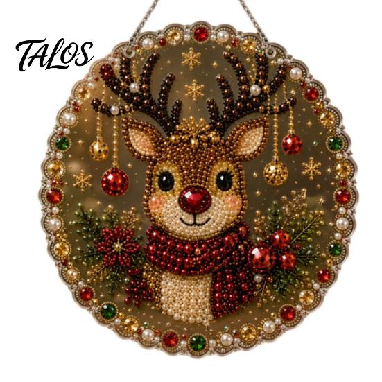 Holiday Party Crafting Accessories Christmas Faux Pearl Painting Hanging Ornament Kit, DIY 3D Beads Multi Layered Bead Art Craft, Acrylic Gem