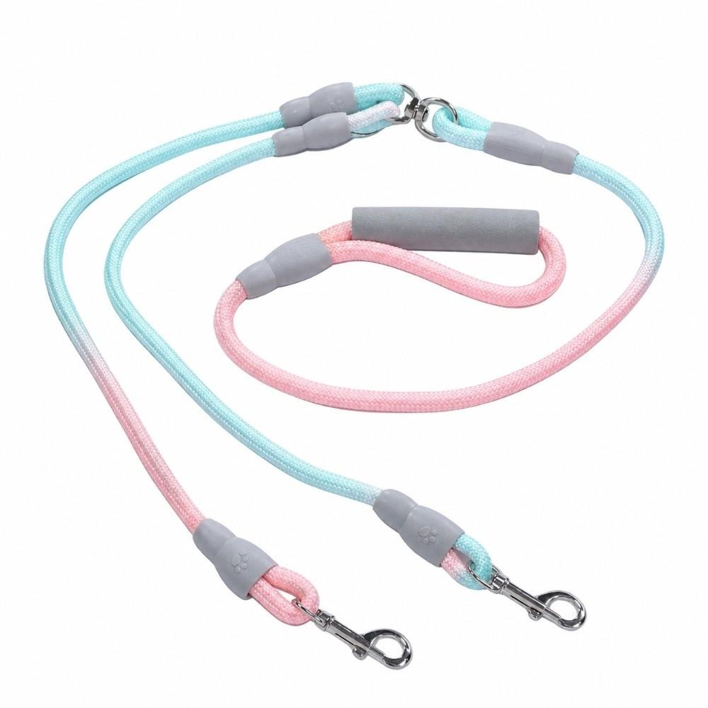 1.2cmx0.8M+1.0cmx0.6M Multi Colors Double Dog Leash Lightweight Dual Pet Leash Outdoor Travel
