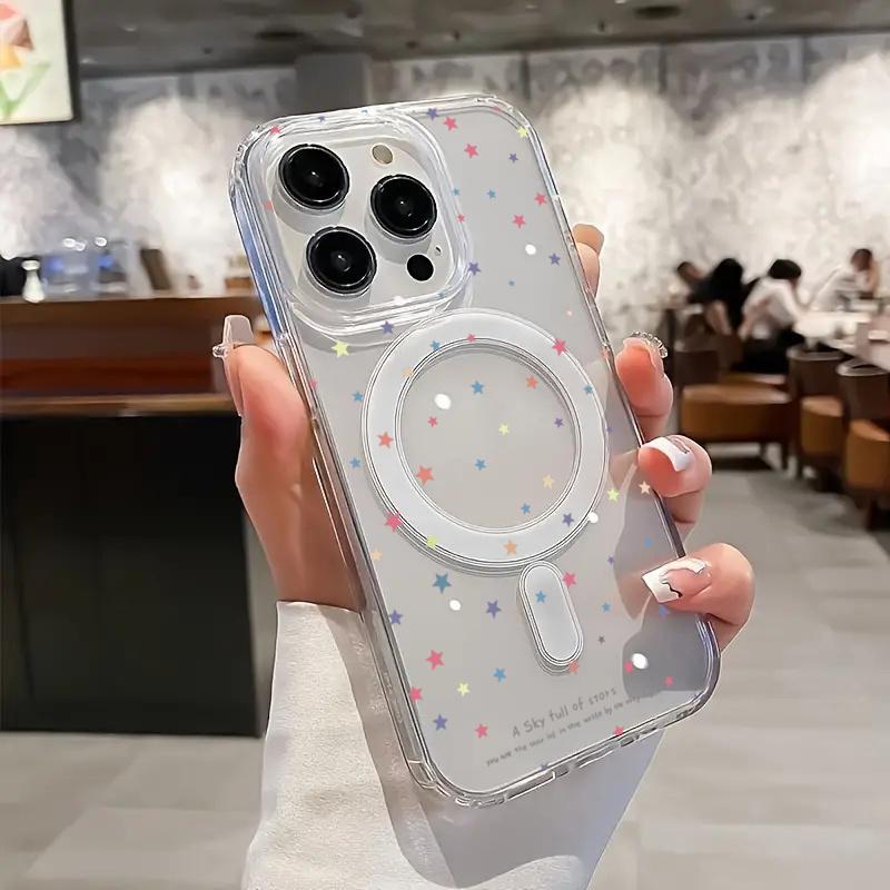 Full Screen Star Cute Creative Magnetic Phone Case For iPhone 16 E 15 14 13 12 11 Pro Max X XR XSMax SE2 7 8 Plus Cover